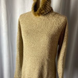 LAUNDRY fur trim knit top.